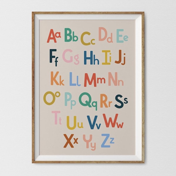 Colorful Alphabet Poster: A-Z Uppercase and Lowercase Letters (Digital Download)