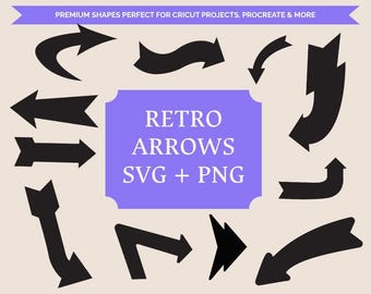 25 Retro Atomic Arrow Shapes SVG Clipart Bundle – Mid Century Modern Clipart, 1950s Space Age Retro Graphics (SVG & PNG Files)