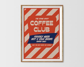 Retro Coffee Club Print: 1950's Kitchen Art (Digital Download)