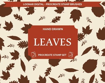 Autumn Leaves Silhouette Procreate Stamps, 20 Leaf Stamp Brushes, Fall Procreate Brushes, Hand-Drawn Botanical Stamps