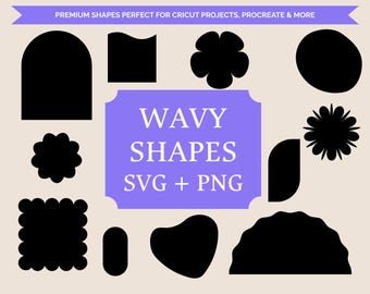 Wavy Scalloped Shapes SVG Clipart Bundle – Organic Blob, Boho Design Files (Digital Download)