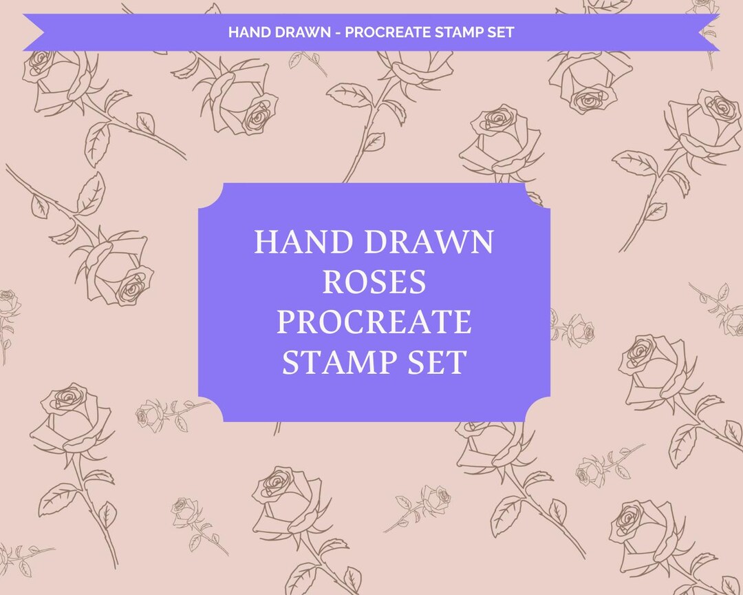 Whimsical Hand-drawn Line Art Rose Procreate Stamps - Romantic Rose ...