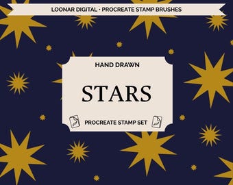 Retro Star Procreate Stamps, Star & Sparkle Brushes, Celestial Procreate Brush Set, Retro Starburst Stamps