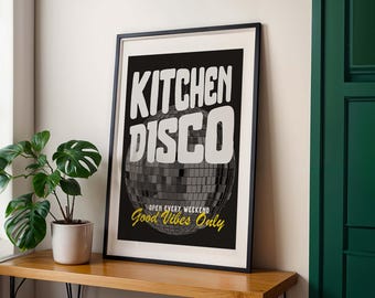 Kitchen Disco Print: Retro Club Style Wall Art (Digital Download A4/A3/8x10")