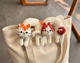 Cat Bag Charm Crochet Pattern, Amigurumi Keychain PDF, Cute Purse Charm Plush, Kawaii Cat Accessory DIY Gift