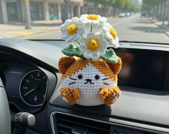 Cat Flower Pot Crochet Pattern, Amigurumi Cat Planter PDF, Cute Desk Decor, Kawaii Animal Plush, DIY Gift for Cat Lovers