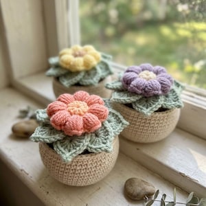 Flower Pot Crochet Pattern Amigurumi PDF Digital Download Potted Plant Tutorial DIY Handmade Home Decor Desk Accessory Gift for Garden Lover