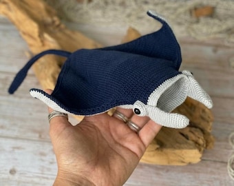 Manta Ray Crochet Pattern Amigurumi PDF Digital Download Sea Creature Stuffed Toy Tutorial DIY Ocean Life Decor Handmade Stingray Plushie