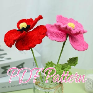 Poppy Crochet Pattern PDF- August Birth Flower, Realistic Remembrance Poppy, Amigurumi Flower Tutorial, Beginner-Friendly, Crochet Gift