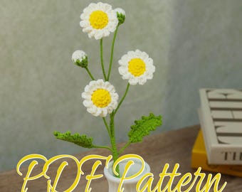 Daisy Flower Crochet Pattern PDF – April Birth Flower Pattern, Amigurumi Daisy, Crochet Flower Pattern, Crochet Bouquet, Wedding Flower