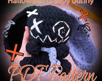Creepy Bunny Crochet Pattern – Halloween Amigurumi Plush PDF | Spooky Evil Rabbit Horror Plushie, Dark Cute Yarn Toy, Goth Horror Gift Idea