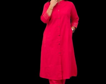 Ensemble pantalon rayonne Kurta : broderie miroir, robe indienne décontractée