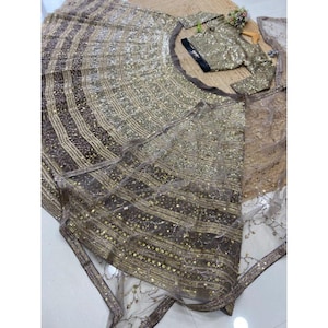 Embroidered Faux Georgette Lehenga: Bollywood Party Wedding Dress