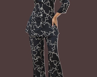 Plus & Regular Größe gedruckt Hemdkragen Hemdhose kurta pent set
