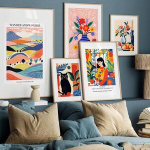 Set di poster digitali di donne, animali, frutta, cibo, paesaggi, Galleria arte contemporanea, Stampe Arte da parete moderna, Arte astratta