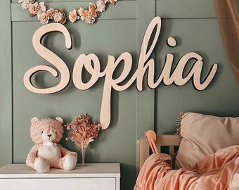 Benutzerdefiniertes Schild, personalisiertes hölzernes Kindernamenschild für Kinderzimmer, Kinderzimmerkunst, ausgeschnittenes hölzernes letztes Zeichen, Boho-Hochzeitsdekor, Halloween-Geschenk