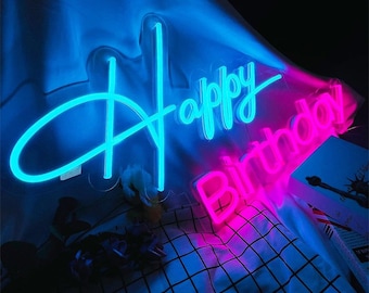 Benutzerdefinierte alles Gute zum Geburtstag Neon Schild, Licht für Geburtstagsfeier und Fotostand, anpassbare Geburtstagstext Neon Schild für Party Decor Geschenk