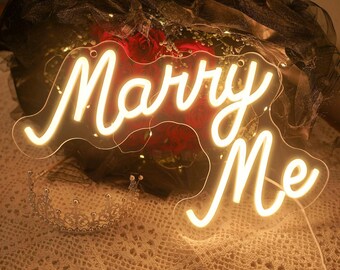 Benutzerdefinierte Marry Me Leuchtreklame, personalisiertes LED-Licht für den Innenvorschlag & Hochzeitsempfang, anpassbares Vorschlagsschild für romantisches Dekor