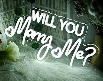 Benutzerdefinierte Marry Me Leuchtreklame, wasserdichtes LED-Licht für Strand- und Outdoor-Vorschlag, personalisiertes Vorschlag Zeichen für Verlobungsfoto Hintergrund