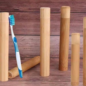 Bamboo Toothbrush Case, Travel Tube for Adults & Kids, Reusable, Natural, eco-friendly