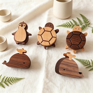 Cute Natural Wood Drawer Knobs, Kids Nursery Cabinet Pulls, Animal Shaped Handles, Baby Room Decor, New Mom Gift