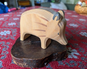 Retired Ostheimer wooden animal / wood figurine / Wild boar / OLD model with branding Ostheimer / Rarity