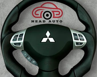 Volante sportivo personalizzato Mitsubishi Lancer Evolution - Impugnatura traforata nera per (2007-2016).
