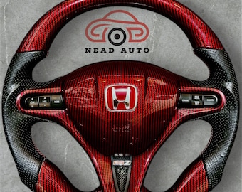 Aangepast sportstuur voor Honda Civic (2006-2011) - rode koolstofvezelstijl