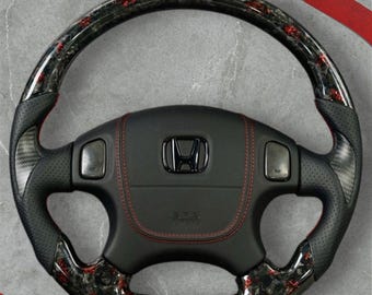 Volante in fibra di carbonio forgiato personalizzato per Honda Civic EK CR-V Gen 1 1996-2000.