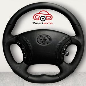 Volante de cuero perforado negro compatible con Toyota Tacoma, Tundra y 4Runner.