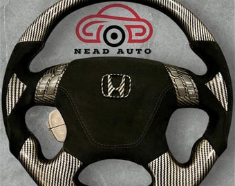 Volante in fibra di carbonio: impugnature in pelle scamosciata nera - Honda Accord 7a generazione