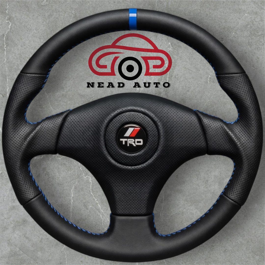 Toyota Celica 7th Gen Black Leather Sport Steering Wheel Blue