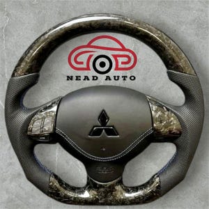 Forged Carbon Fiber and Leather Steering Wheel for Mitsubishi Lancer (2007-2016).