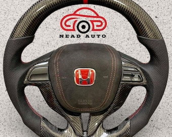 Volante personalizzato in vera fibra di carbonio per Honda Accord 8a generazione (2008-2012).