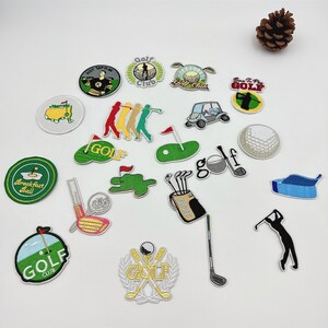 Colección de parches termoadhesivos estilo golf: pegatinas para gorras de camión, palos y bolsas. Juego de parches termoadhesivos.