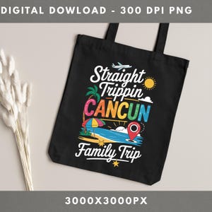 Straight Trippin 2025 Family Vacation PNG Retro Mexico Trip Design for Matching Shirts Digital Download for Cancun Group Travel