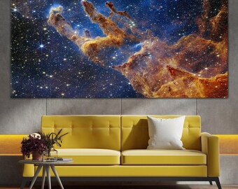 James Webb Telescope Canvas Print, Pillars of Creation, Nebula Wall Art