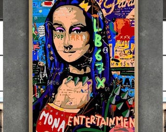Banksy Mona Lisa Canvas Print, Pop Art Graffiti, Framed Wall Art