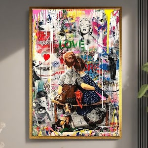 Banksy Monopoly Man Graffiti Art Print, Framed Canvas, Modern Wall Decor