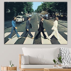 Lienzo impreso de Abbey Road de The Beatles, lienzo de arte de pared con impresión famosa, superficie lisa impresa, póster de los Beatles, lienzo listo para colgar