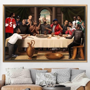 Lienzo decorativo de raperos legendarios de La Última Cena, póster de hip hop, Eminem, Tupac, Snoop Dogg, 50 Cent, Kanye West, Lil Wayne, Drake, Biggie, listo para colgar.