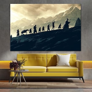 Miglior poster da parete su tela di film - Stampa del poster del film fantasy "Fellowship", arredamento moderno per film, tela da parete unica per i fan, tela da parete con film