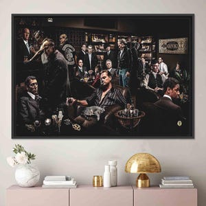 Lienzo decorativo de leyendas de gánsteres: póster de personajes de la mafia cinematográfica, decoración para cuevas masculinas con o sin marco, lienzo de regalo con escenas cinematográficas.