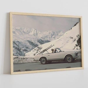 Impressão de foto de esqui vintage, retrô, luxuosa e fashion, arte de parede, pôster de esqui, decoração de parede de casa, decoração de casa de esqui, decoração de parede de inverno, pôster vintage