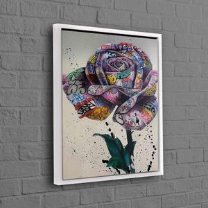 Arte en lienzo de rosas de Banksy, arte de grafiti de rosas, póster de grafiti de Banksy, arte en lienzo de rosas, arte mural de rosas coloridas, lienzo moderno, póster de moda,