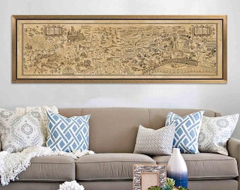 Vintage Fantasy Map Canvas, Zauberwelt Wandkunst