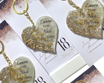 Wedding Epoxy Heart Keychains Party Favors: Personalized Engagement & Bridal Shower Gifts, Thank You Guests