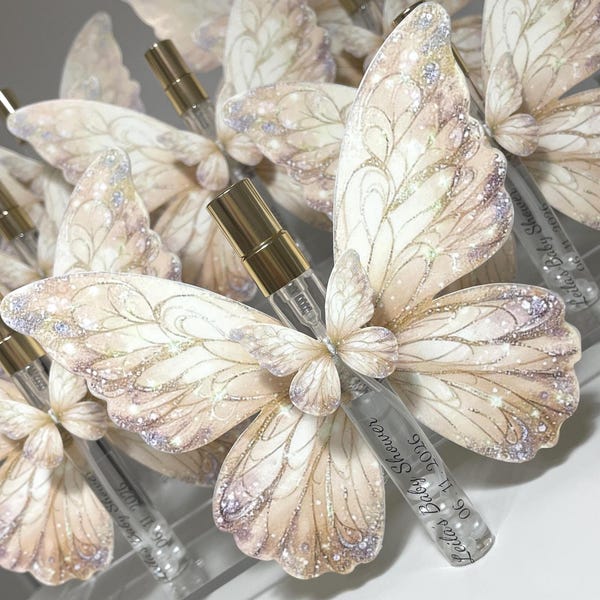Personalized Butterfly Perfume Party Favors: Custom 10ml Wedding, Sweet 16, Quinceanera, Baby Shower Gifts