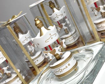 White Carousel Baby Shower Favors: Welcome Baby Party, Newborn Gifts, Personalized Baptism & Christening Keepsake