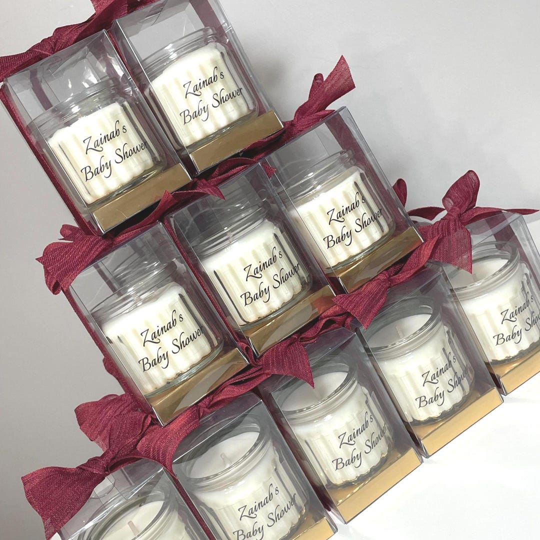 Baby Girl and Boy Shower Favors Vanilla Scented Glass Jar Soy Candles ...